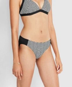 Milea Resort Modernist Signature Hipster Bikini Pants Black white -Seafolly Fashion Store 4225 MDT Black2521Wht 3