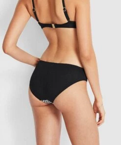 Milea Resort Modernist Signature Hipster Bikini Pants Black white -Seafolly Fashion Store 4225 MDT Black2521Wht 4