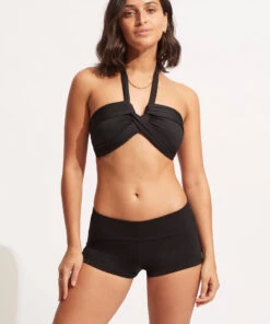 Seafolly Ladies Seafolly Collective Roll Top Boyleg Black