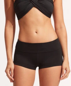 Seafolly Ladies Seafolly Collective Roll Top Boyleg Black -Seafolly Fashion Store 44399 942 Black 3