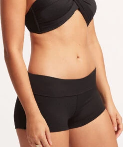 Seafolly Ladies Seafolly Collective Roll Top Boyleg Black -Seafolly Fashion Store 44399 942 Black 4