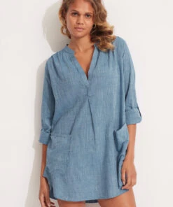 Seafolly Boyfriend Beach Shirt Chambray