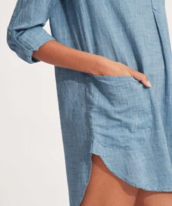 Seafolly Boyfriend Beach Shirt Chambray -Seafolly Fashion Store 52815 TO Chambray 4