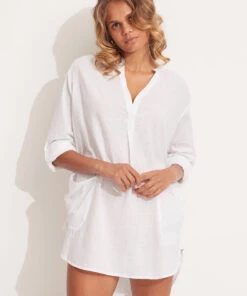Seafolly Boyfriend Beach Shirt White