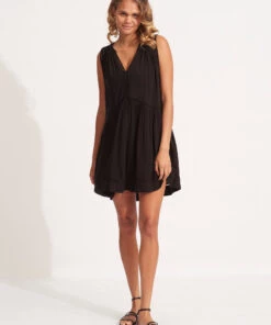 Seafolly Ladder Detail Dress Black