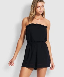 Seafolly Beach Basics Pull On Playsuit Black