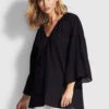 Seafolly Tiered Sleeve Cover Up Black