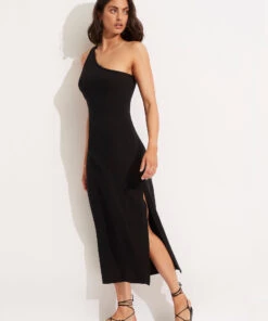 Seafolly Ladies Jersey One Shoulder Midi Dress Black