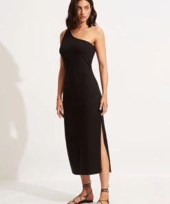 Seafolly Ladies Jersey One Shoulder Midi Dress Black 7 Seafolly Ladies Jersey One Shoulder Midi Dress Black -Seafolly Fashion Store 54229 DR Black 3