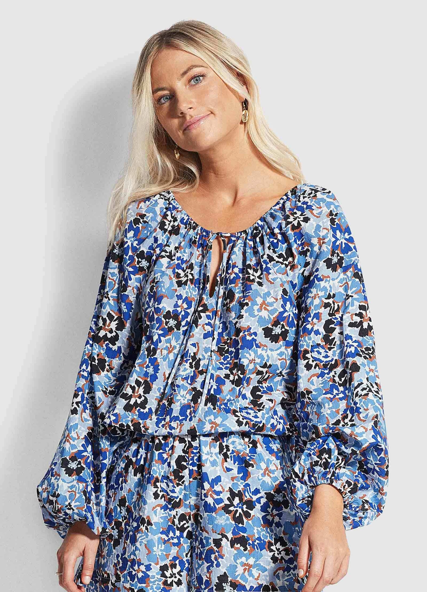 Seafolly Ladies Thrift Shop Peasant Top Mediterranean blue 1 Seafolly Ladies Thrift Shop Peasant Top Mediterranean blue