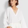 Seafolly Ladies Beach Edit Harbour Linen Top White