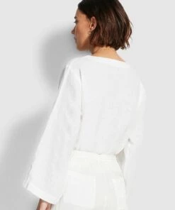 Seafolly Ladies Beach Edit Harbour Linen Top White 6 Seafolly Ladies Beach Edit Harbour Linen Top White -Seafolly Fashion Store 54390 TO White 3