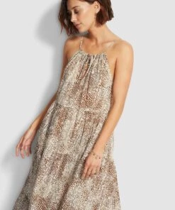 Seafolly Ladies Serpentine Tiered Maxi Dress Chocolate -Seafolly Fashion Store 54412 DR Chocolate 4