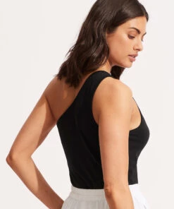 Seafolly Ladies Jersey One Shoulder Top Black -Seafolly Fashion Store 54416 TO Black 4