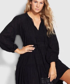 Seafolly Ladies Drifter Tiered Dress Black