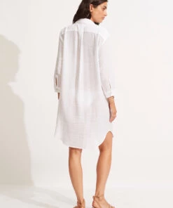 Seafolly Ladies Longshore Cover Up White -Seafolly Fashion Store 54526 CU White 4