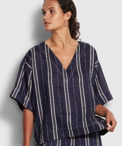 Seafolly Ladies Sand Stripe Top Dark navy