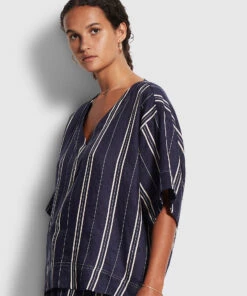 Seafolly Ladies Sand Stripe Top Dark navy -Seafolly Fashion Store 54584 TO Dark2520Navy 3