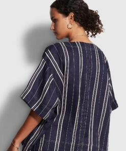 Seafolly Ladies Sand Stripe Top Dark navy -Seafolly Fashion Store 54584 TO Dark2520Navy 4