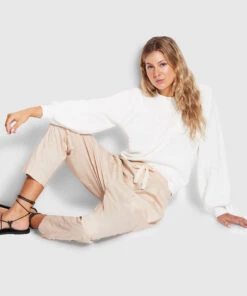 Seafolly Ladies Taper Poplin Pant Beige