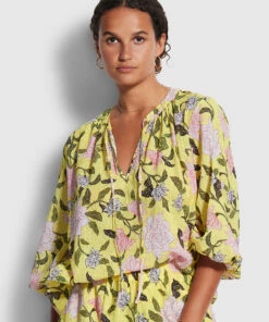 Seafolly Ladies Boheme Floral Peasant Top Lime light
