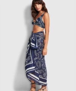 Seafolly Ladies Folklore Pareo True navy -Seafolly Fashion Store 54602 SG True2520Navy 5