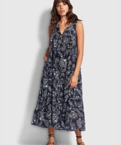 Seafolly Ladies Folklore Midi Dress True navy