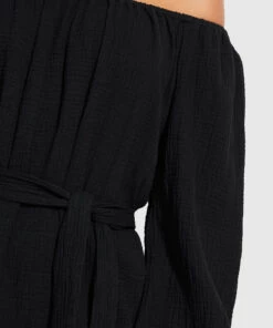 Seafolly Ladies Double Cloth Summer Cover Up Black -Seafolly Fashion Store 54607 CU Black 6