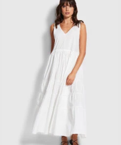 Seafolly Ladies Cotton Poplin Maxi Dress White