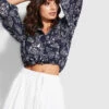 Seafolly Ladies Folklore Crop Shirt True navy