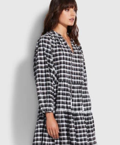 Seafolly Ladies Gingham Tier Dress Black -Seafolly Fashion Store 54636 DR Black 3