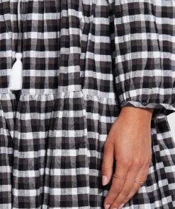 Seafolly Ladies Gingham Tier Dress Black -Seafolly Fashion Store 54636 DR Black 5