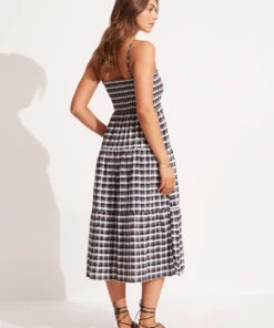 Seafolly Ladies Gingham Maxi Dress Black -Seafolly Fashion Store 54646 DR Black 4