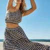 Seafolly Ladies Gingham Tiered Skirt Black