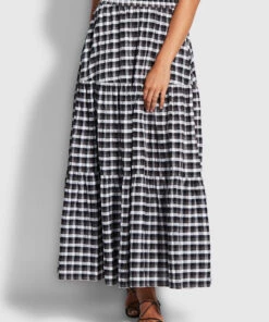 Seafolly Ladies Gingham Tiered Skirt Black -Seafolly Fashion Store 54661 SK Black 3
