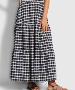 Seafolly Ladies Gingham Tiered Skirt Black -Seafolly Fashion Store 54661 SK Black 4