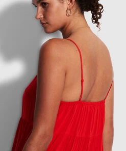 Seafolly Ladies Weekend Tier Dress Mandarin red -Seafolly Fashion Store 54663 DR MandarinRe 4