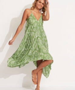 Seafolly Ladies Folklore Scarf Dress Green tea
