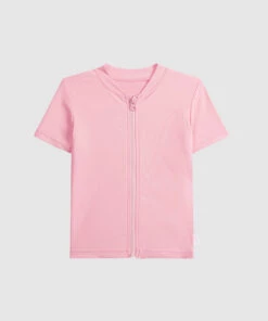 Seafolly Girls Sweet Summer S/S Zip Front Rashie Sweet pink