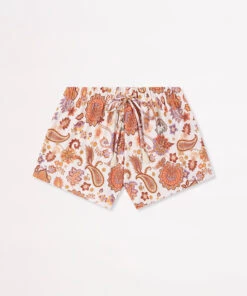 Seafolly Girls Retro Girls Fluted Swim Short Cream paisley