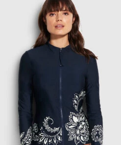 Seafolly Ladies Folklore Long Sleeve Sunvest True navy -Seafolly Fashion Store 60203 933 True2520Navy 3