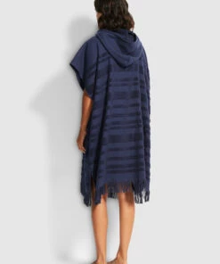 Seafolly Ladies Seaside Towel Poncho True navy -Seafolly Fashion Store 71752 TL True2520Navy 3
