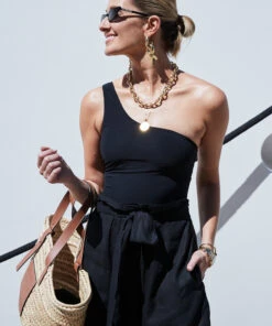 Jetset One Shoulder One Piece Black