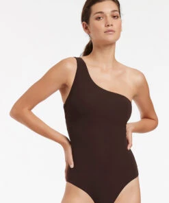Jetset One Shoulder One Piece Chocolate 7 Jetset One Shoulder One Piece Chocolate -Seafolly Fashion Store J10772 CHOC 2