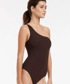 Jetset One Shoulder One Piece Chocolate 8 Jetset One Shoulder One Piece Chocolate -Seafolly Fashion Store J10772 CHOC 3