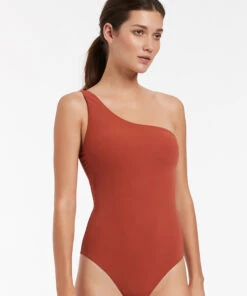 Jetset One Shoulder One Piece Russet -Seafolly Fashion Store J10772 Russet 4