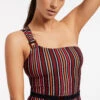 Jets Bedouin Stripe One Shoulder One Piece Black