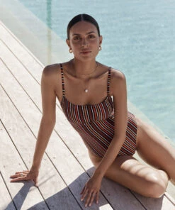 Jets Bedouin Stripe Tank One Piece Black