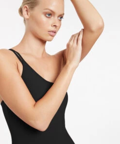 JETSET Double Strap One Shoulder One Piece Black