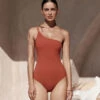 JETSET Double Strap One Shoulder One Piece Russet